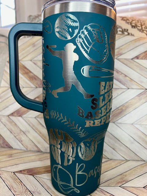 Tumbler - Baseball Mom 40oz Laser Engraved