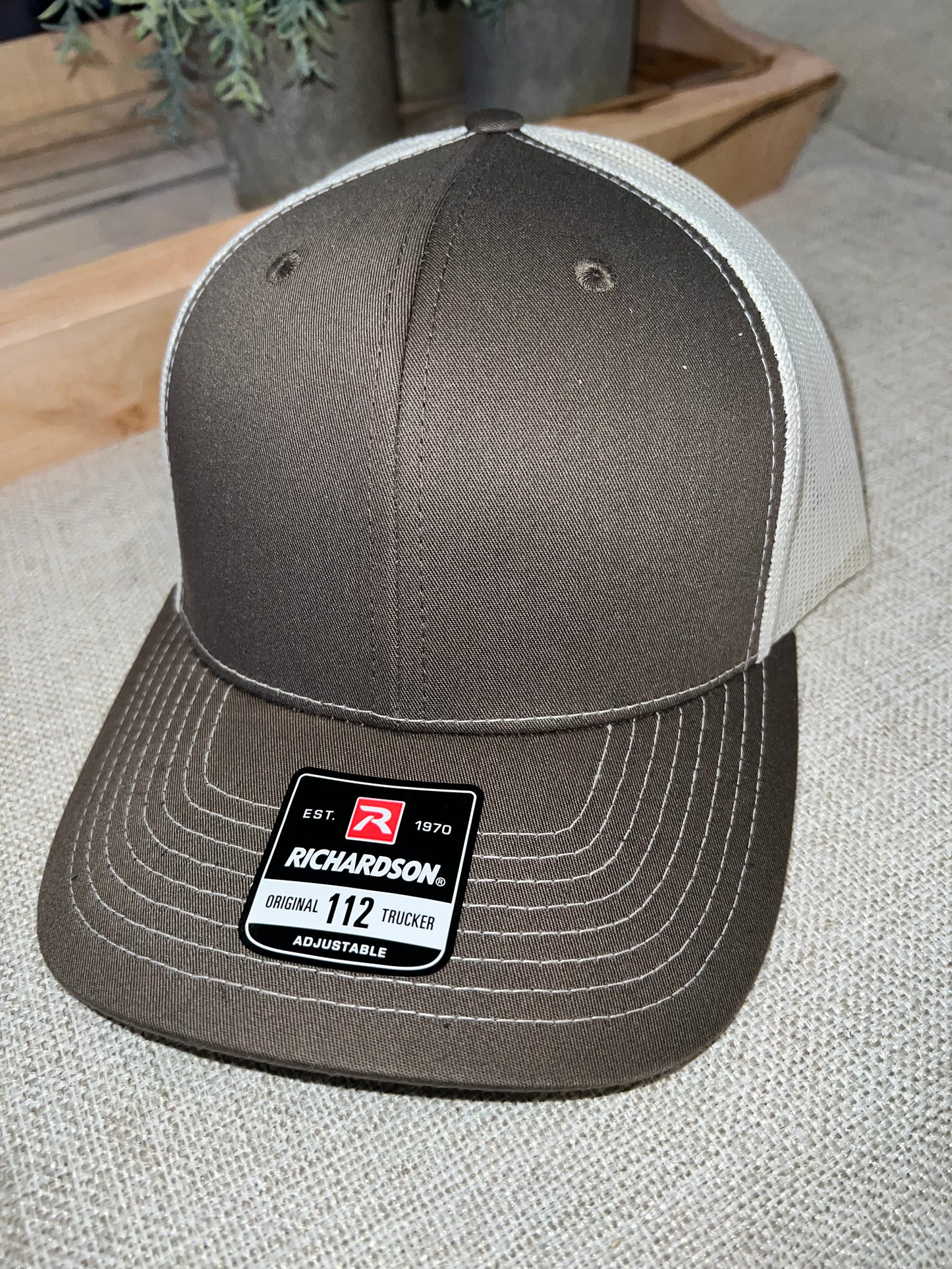 Hat - Richardson 112 Trucker Hat with Flag Leather Patch