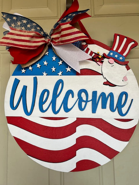 Door hanger - American Flag Welcome