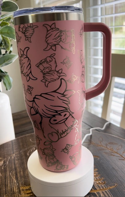 Tumbler - Cow 40 oz Laser Engraved