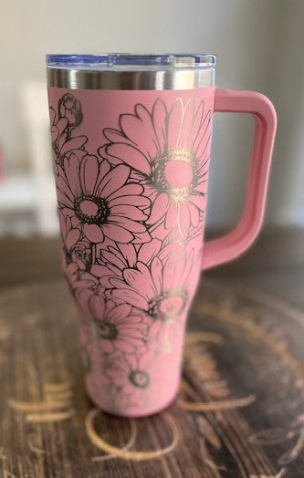 Tumbler - Daisy 40oz Laser Engraved