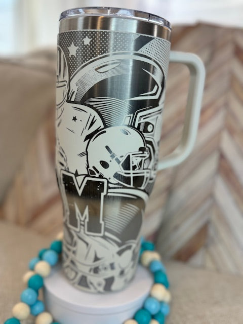 Tumbler - Football Mom 40 oz. Laser Engraved