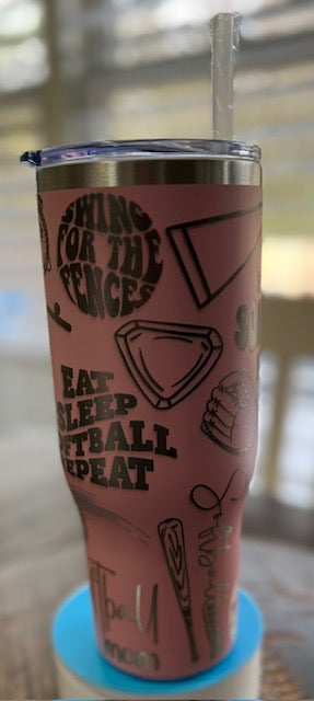 Tumbler - Softball Mom Laser Engraved