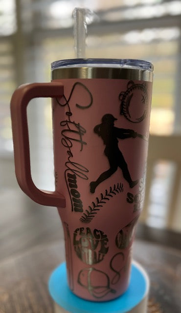 Tumbler - Softball Mom Laser Engraved