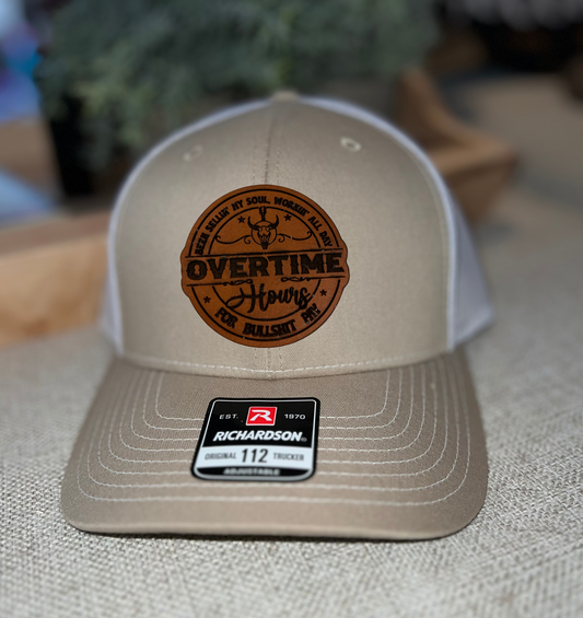 Hat - Richadson 112 Hat with Overtime Hours Leather Patch